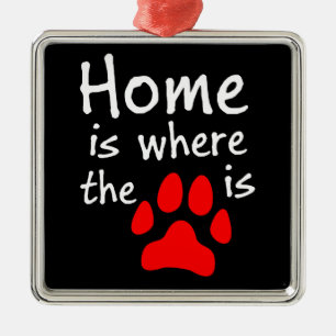 Home is where the paw print is metal tree decoration
