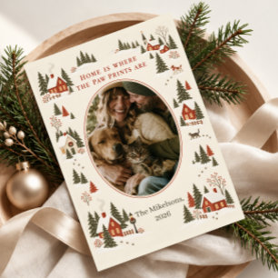 Home Is Where the Paw Prints Are Photo Holiday Card