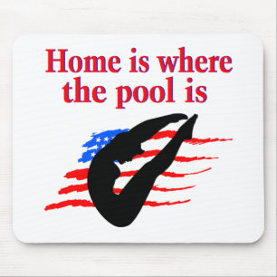 HOME IS WHERE THE POOL IS DIVING DESIGN MOUSE PAD