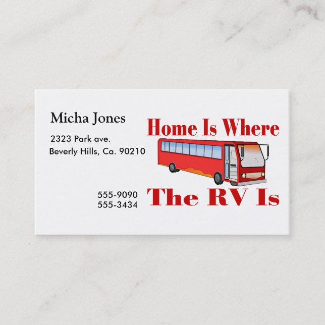 Home Is Where The RV Is Business Card (Front)