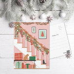 Home is where the stockings are holiday postcard<br><div class="desc">Original illustration Ⓒ Becky Nimoy 2023
Customise the back with a light background colour,  edit photo and message as desired. Open full editor to delete elements you don't need.</div>