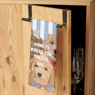 'Home Is Where The Treats Are' Blue And White Tea Towel