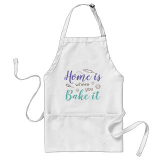 "Home is Where you Bake it" Apron in Purple & Blue