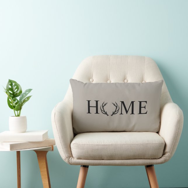 Home Is Where You Hang Your Antlers Signature  Can Lumbar Cushion (Chair)