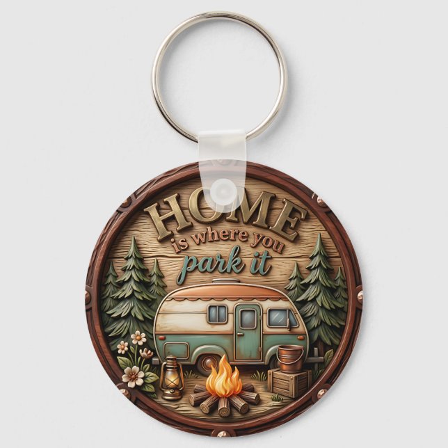 Home is Where You Park It Key Ring (Front)