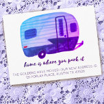 HOME IS WHERE YOU PARK IT New Address Camper RV Postcard<br><div class="desc">Home is where you park it! Use this cute custom card to notify folks of your new address when you move. Customise with your details. Add text to the back too. Take a look at my shop for more!</div>
