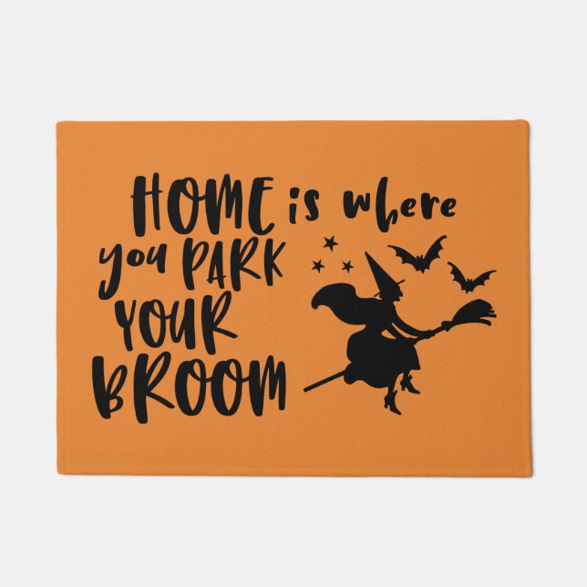 Home Is Where You Park Your Broom Halloween Doormat (Front)
