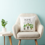 Home is Where You Plant it | Potted Plants Cushion<br><div class="desc">Why not make it personal with a unique monogram gift for family and friends? The personal touch of a decorative or monogrammed pillow adds warmth to any room in your home. A monogram pillow is perfect for any age and also makes a thoughtful birthday or holiday gift for family and...</div>