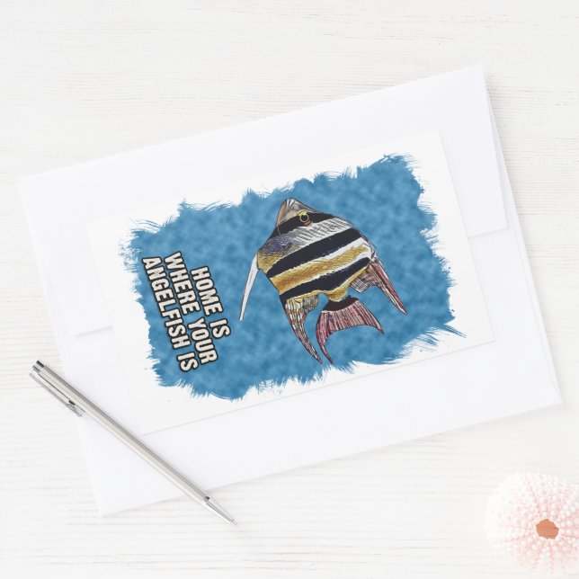Home Is Where Your AngelFish is Aquarium quote Rectangular Sticker (Envelope)