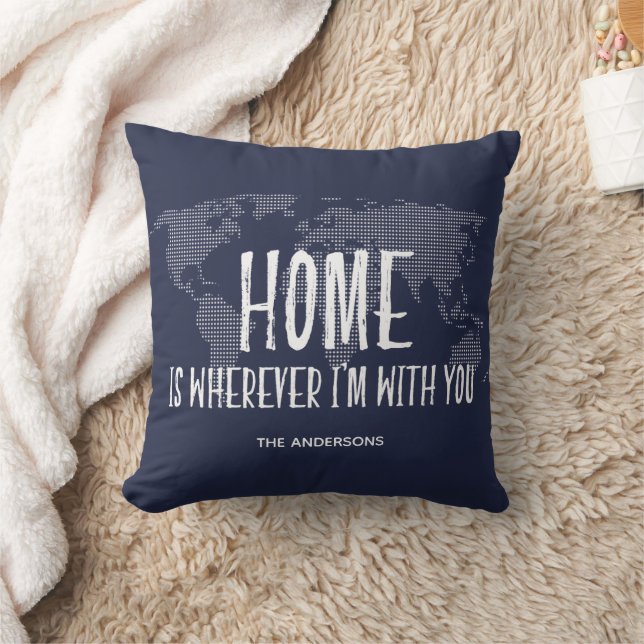 Home is Wherever I'm With You Map Travel Cushion (Blanket)
