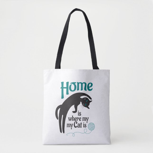 Home is whers my cat is tote bag (Front)