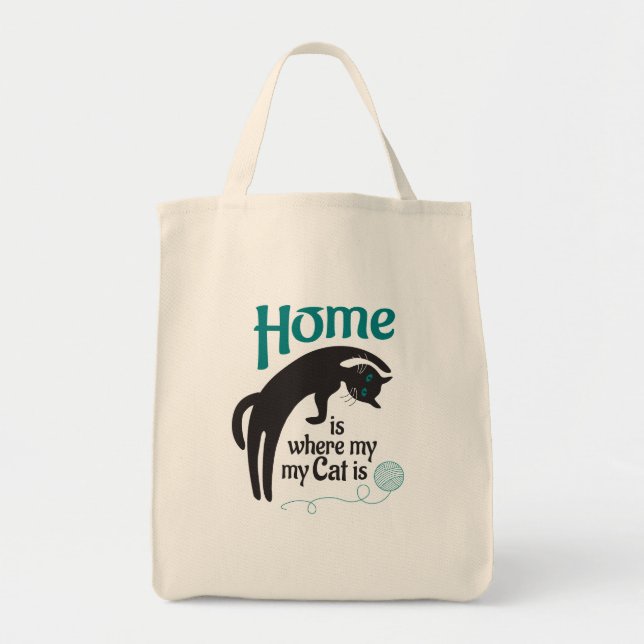 Home is whers my cat is tote bag (Front)