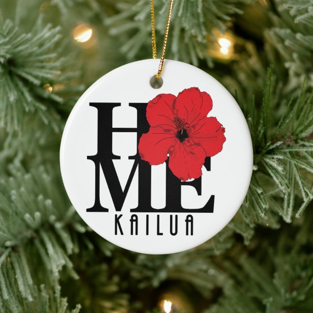 HOME Kailua Red Hibiscus Ceramic Tree Decoration (Tree)