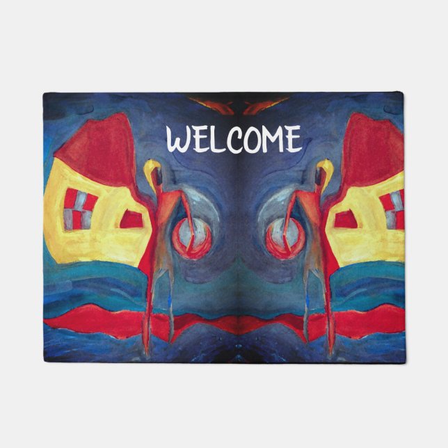 Home Knight , Welcome, Art Painting Doormat (Front)