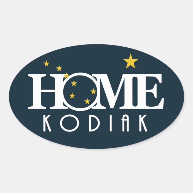 HOME Kodiak ALASKA Oval Sticker (Front)