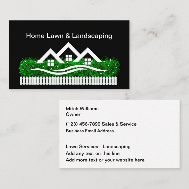 Home Lawn And Landscaping Business Cards (Front/Back)