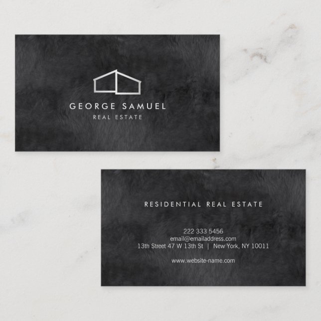 Home Logo Realtor Black & White Business Card (Front/Back)