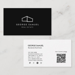 Home Logo Realtor Black & White Business Card