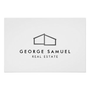 Home Logo Realtor Black & White Poster
