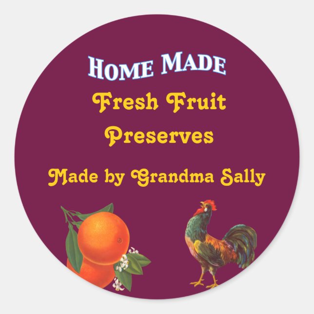 Home Made Custom Rooster and Orange Stickers (Front)