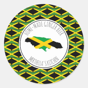 HOME-MADE GINGER BEER Jamaica Flag  Classic Round Sticker