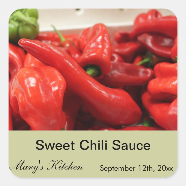 Home made sweet chilli sauce bottle labels (Front)