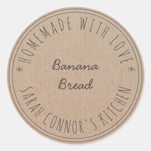 Home made with love Banana Bread Kraft Baking Classic Round Sticker (Front)