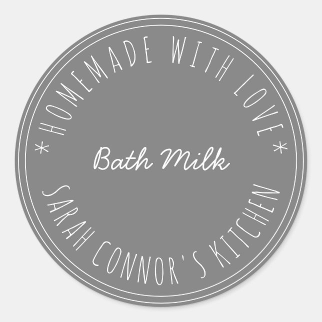 Home made with love Bath Milk Kraft Spa Classic Round Sticker (Front)