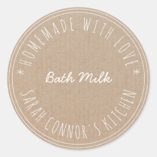 Home made with love Bath Milk Kraft Spa Classic Round Sticker