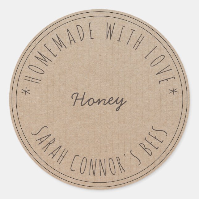 Home made with love Honey Kraft Paper Classic Round Sticker (Front)