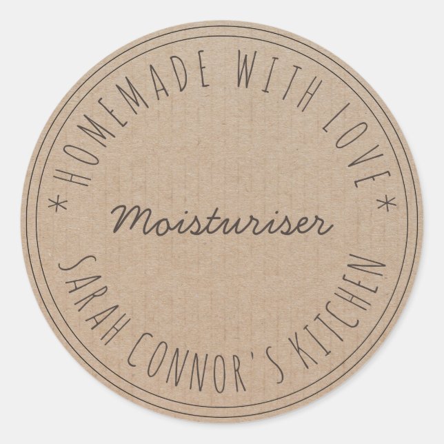 Home made with love Moisturiser Kraft Spa Classic Round Sticker (Front)