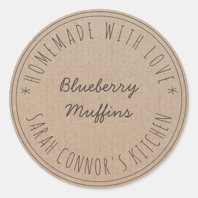 Home made with love Muffins Kraft Baking Kraft Classic Round Sticker (Front)