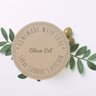 Home made with love Olive Oil Kraft Classic Round Sticker