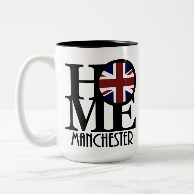 HOME Manchester England 15oz Two-Tone Coffee Mug (Left)