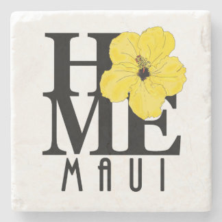 HOME Maui Yellow Hibiscus Stone Coaster