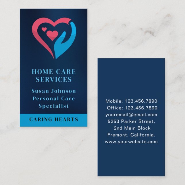  Home Medical healthcare caregiver Nurse  Business Card (Front/Back)