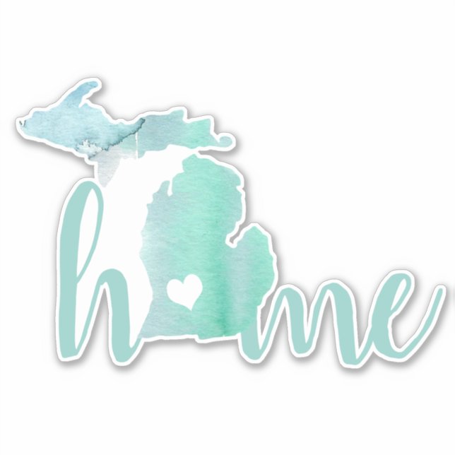 Home Michigan Watercolor Silhouette State (Front)
