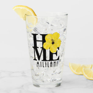HOME Mililani Yellow Hibiscus Glass