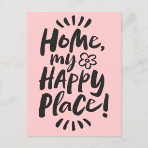 HOME my Happy Place!  Homebody - Chic Pink Holiday Postcard