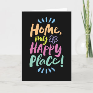 HOME my Happy Place!  Joyful Neon Lettering Holiday Card