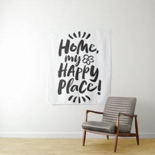 HOME my Happy Place!  Modern Lettering Design Tapestry