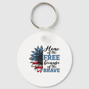 Home Of Free Because Of Brave Veterans Day 4th Of Key Ring