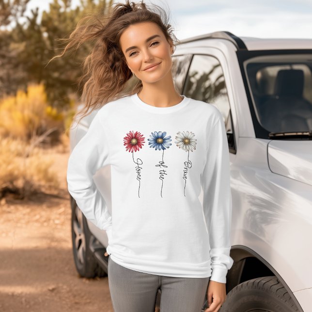 Home of the Brave Patriotic Floral T-Shirt (Creator Uploaded)