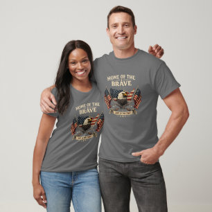 Home of the Brave Patriotic T-Shirt USA Flag Eagle