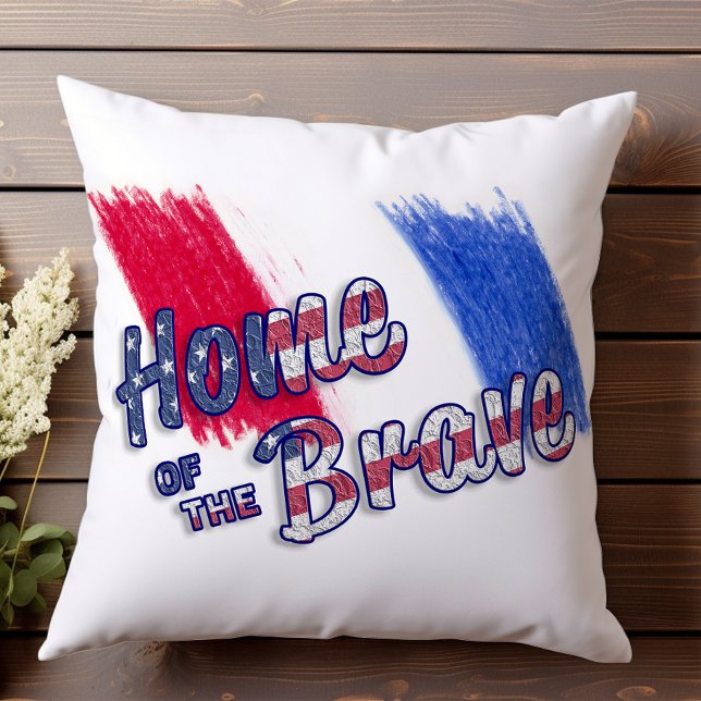 Home of the Brave Red White and Blue Patriotic Cushion (Creator Uploaded)