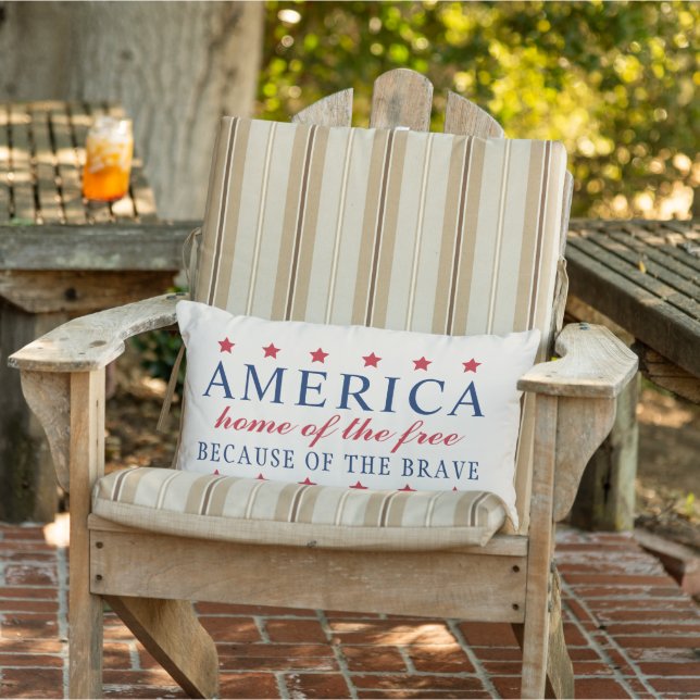 Home of the Free Because of the Brave America Outdoor Cushion (Chair)