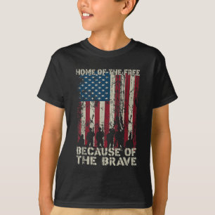 Home Of The Free Because Of The Brave Distress Ame T-Shirt