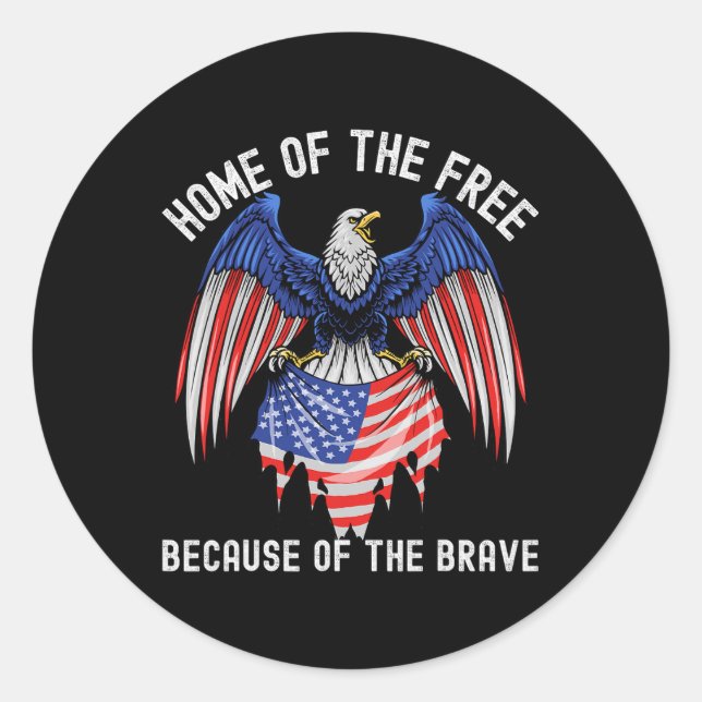 Home Of The Free Because Of The Brave Eagle Usa Fl Classic Round Sticker (Front)