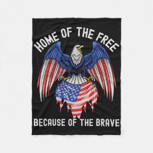 Home Of The Free Because Of The Brave Eagle Usa Fl Fleece Blanket
