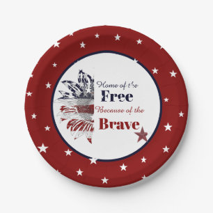 Home of the free because of the brave,   paper plate